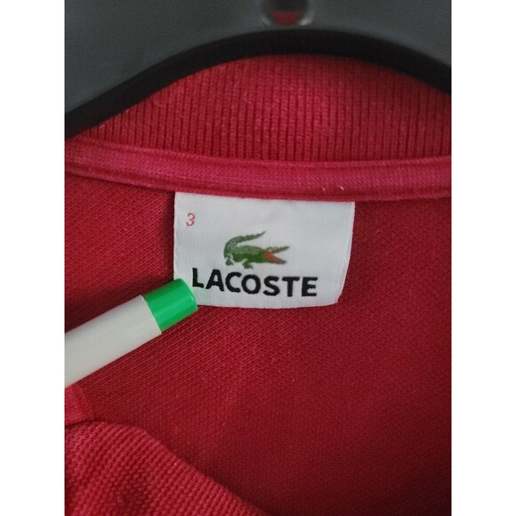 LACOSTE Mens Polo Shirt Size 3 S Burgandy Cotton - Picture 3 of 7